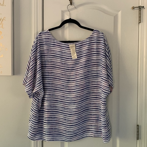 Chico's Reversible Striped Elephants Tee / Blouse -‎ Chico's  3 X-LARGE, 16 - Picture 4 of 11